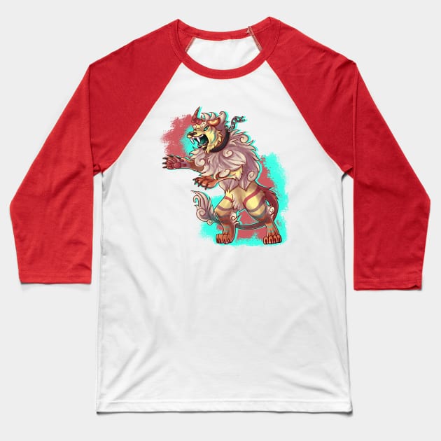 Colorful Circus Tiger Baseball T-Shirt by pepperishstudio